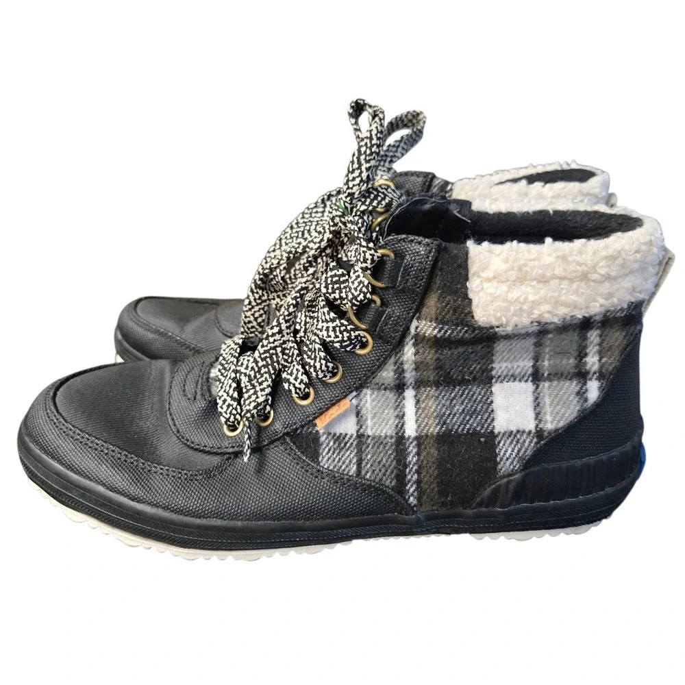 KEDS Scout Women's Black Shearling Plaid Rain Boots 7.5‎